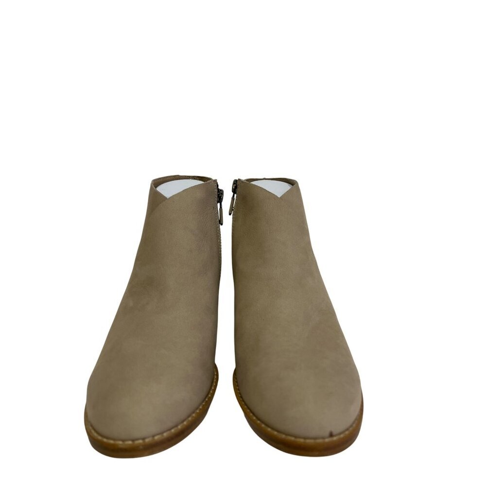 Eileen Fisher Taupe Suede Side-Zip Ankle Booties - Picture 4 of 9